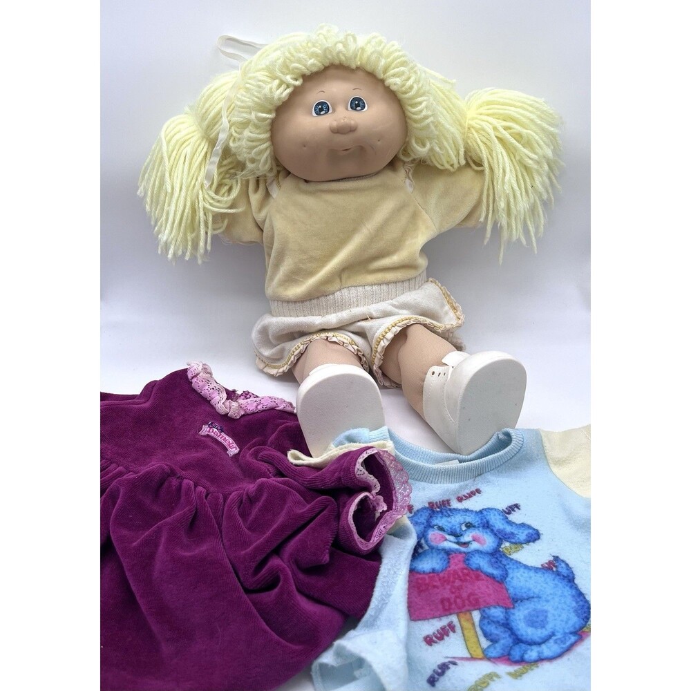 Cabbage Patch Kid Lion Mane Blond Hair Blue Eyes Plus Outfit And Shoes